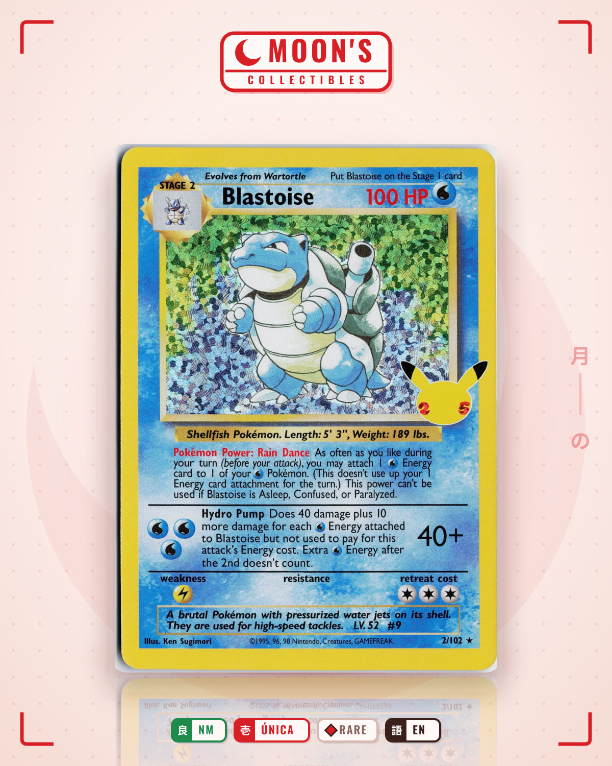 Carta Pokémon Blastoise · Celebrations: Classic Collection #2 (NM) — pieza única en Moon's Collectibles México