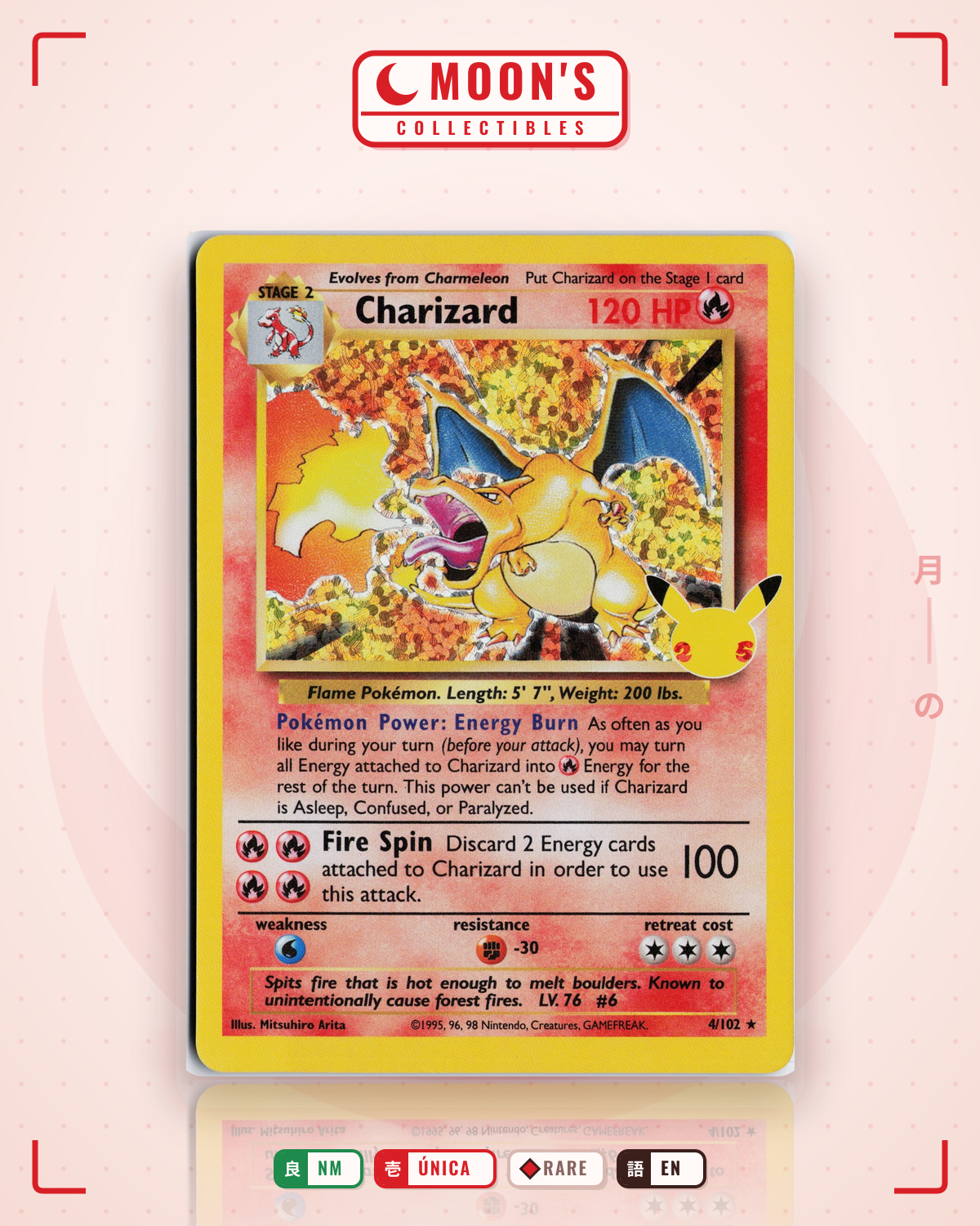 Carta Pokémon Charizard · Celebrations: Classic Collection #4 (NM) — pieza única en Moon's Collectibles México