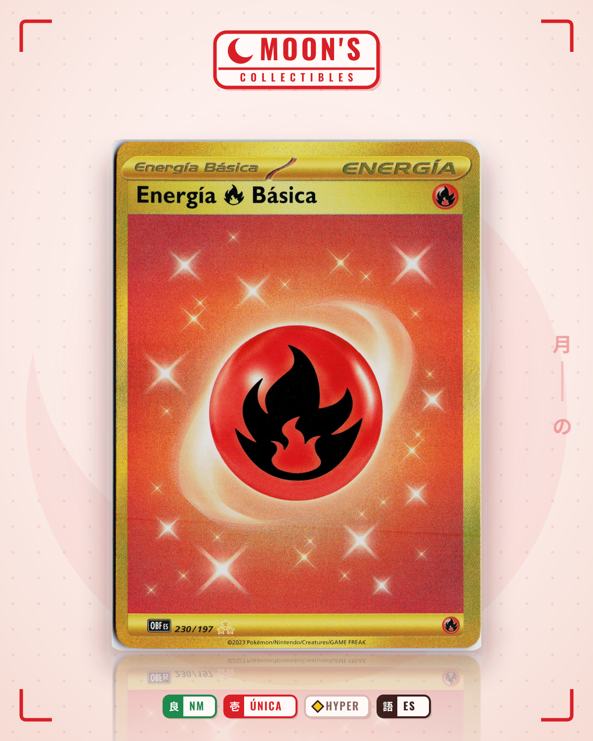 Carta Pokémon Basic Fire Energy · Obsidian Flames #230/197 (NM) — pieza única en Moon's Collectibles México