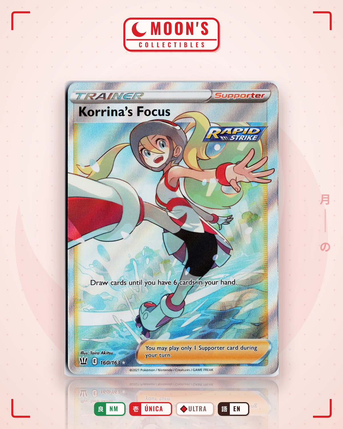 Carta Pokémon Korrina's Focus · Battle Styles #160/163 (NM) — pieza única en Moon's Collectibles México