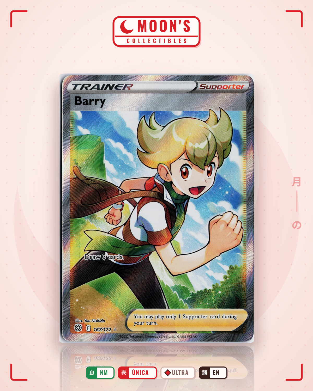 Carta Pokémon Barry · Brilliant Stars #167/172 (NM) — pieza única en Moon's Collectibles México
