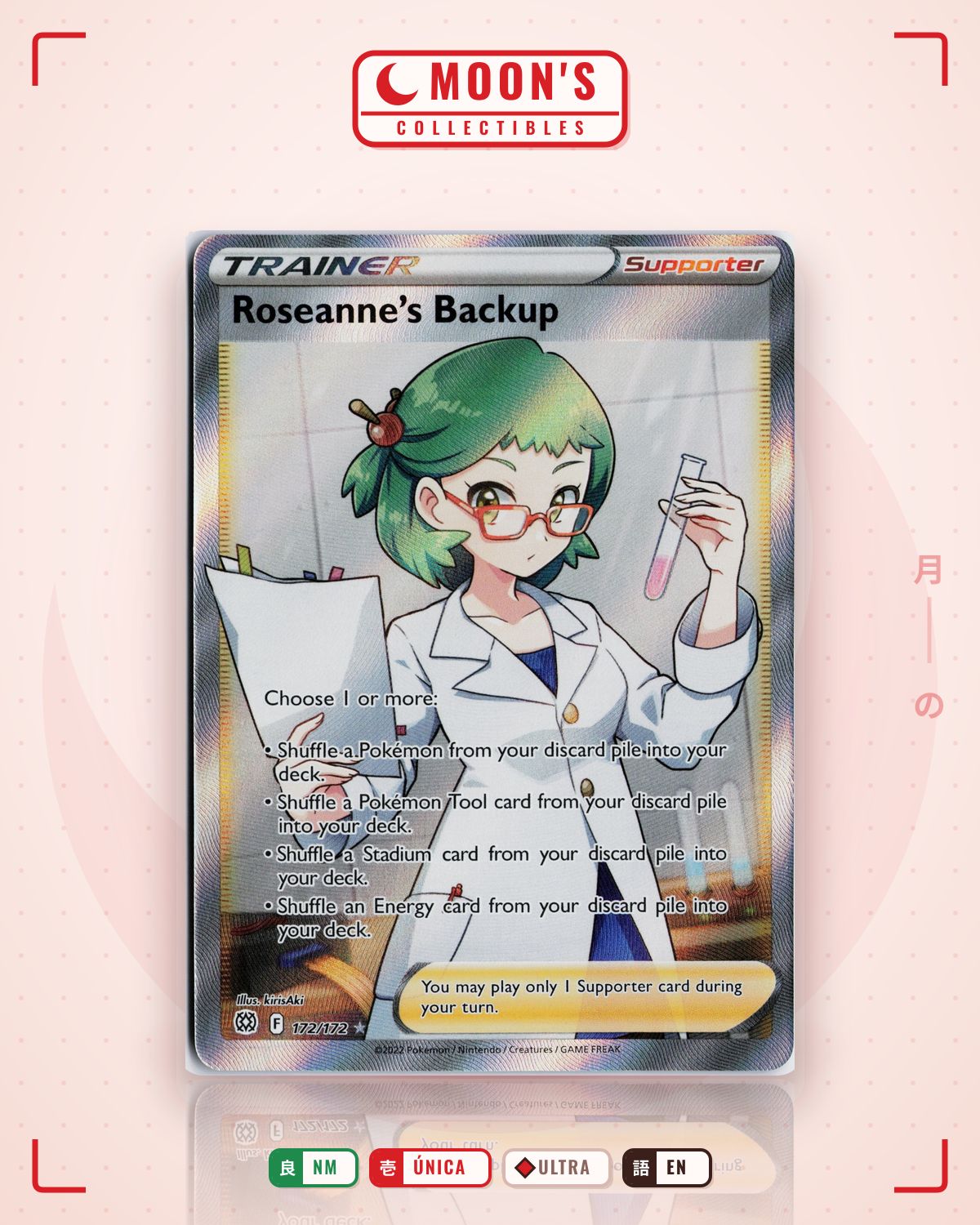 Carta Pokémon Roseanne's Backup · Brilliant Stars #172/172 (NM) — pieza única en Moon's Collectibles México