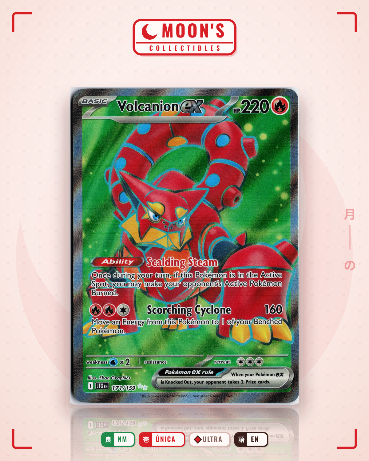 Carta Pokémon Volcanion ex · Journey Together #171/159 (NM) — pieza única en Moon's Collectibles México