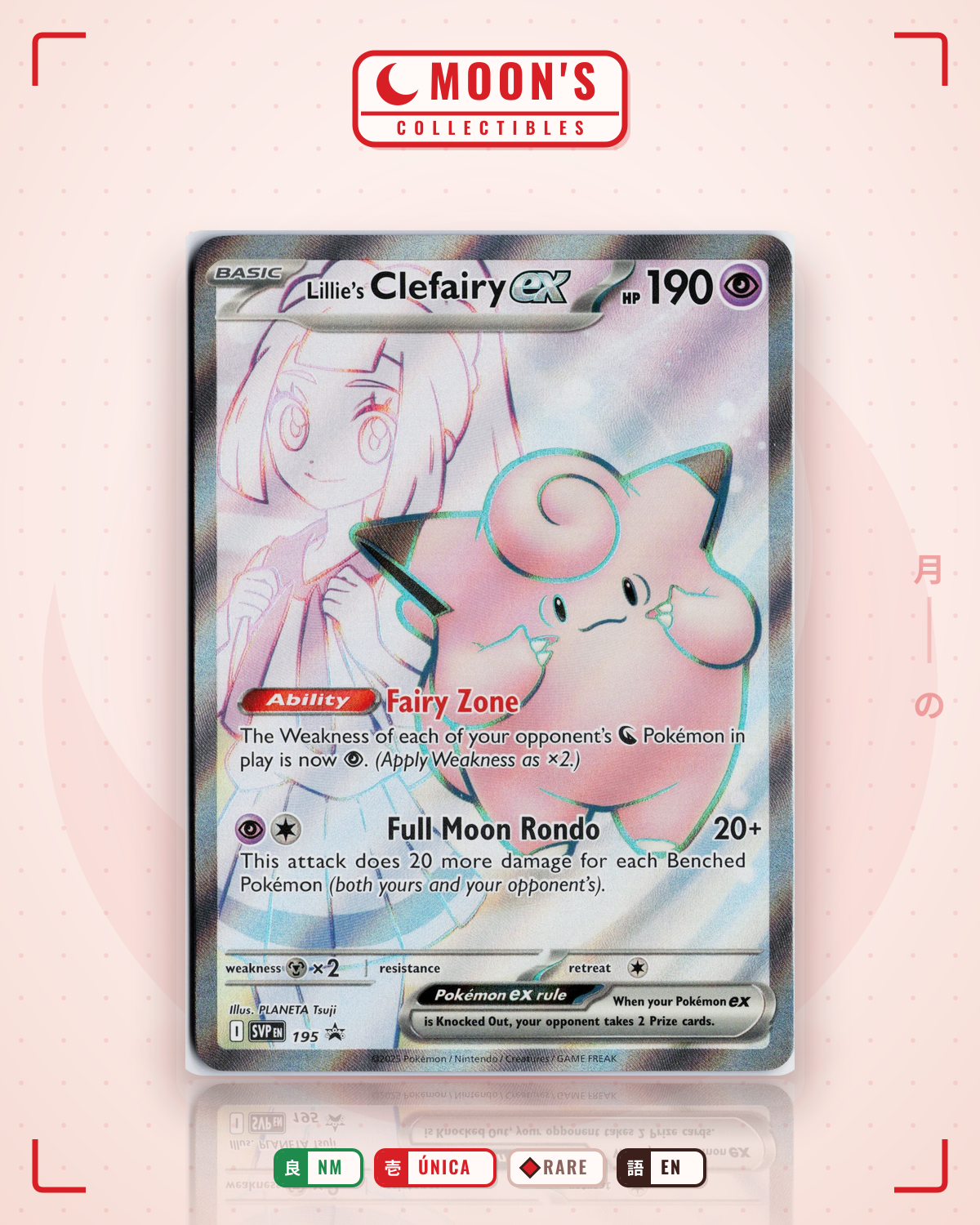 Carta Pokémon Lillie's Clefairy ex · Scarlet & Violet Black Star Promos #195 (NM) — pieza única en Moon's Collectibles México