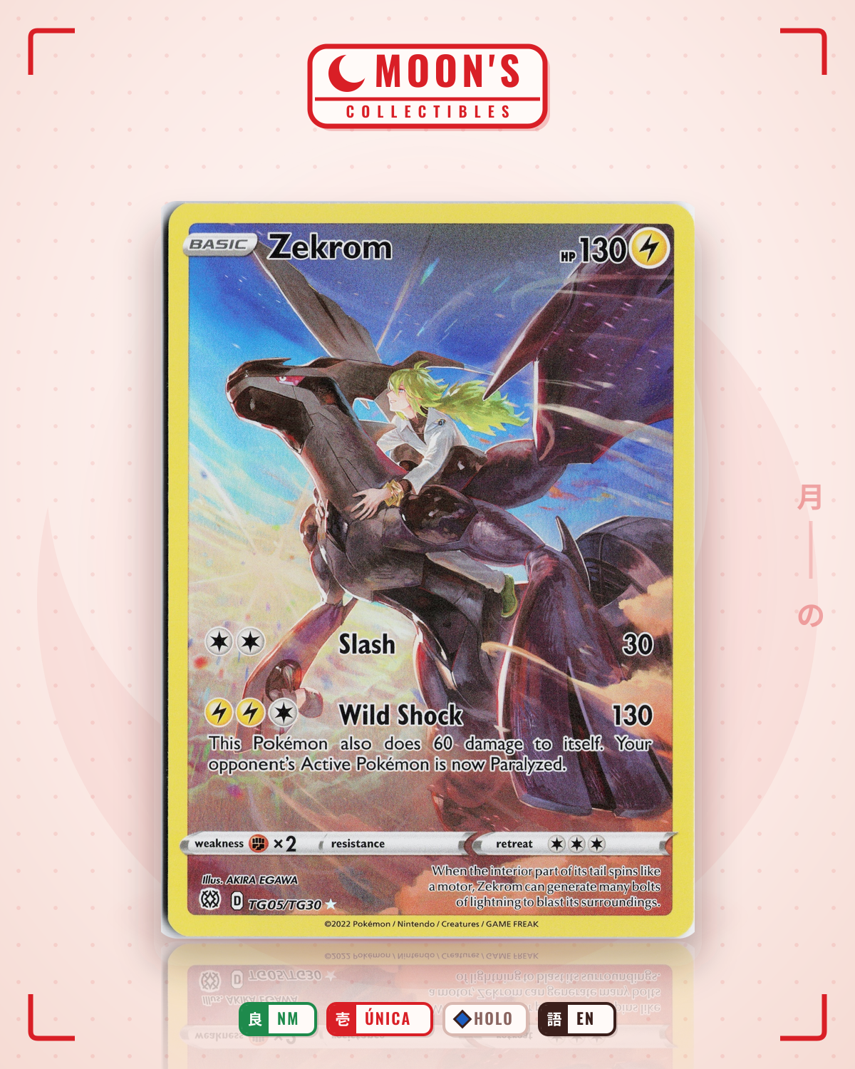 Carta Pokémon Zekrom · Brilliant Stars Trainer Gallery #TG05/TG30 (NM) — pieza única en Moon's Collectibles México
