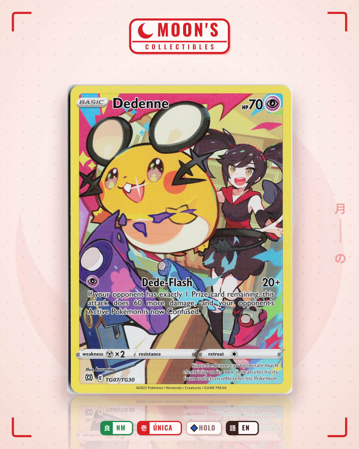 Carta Pokémon Dedenne · Brilliant Stars Trainer Gallery #TG07/TG30 (NM) — pieza única en Moon's Collectibles México