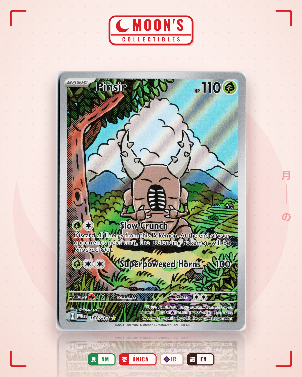 Carta Pokémon Pinsir · Twilight Masquerade #168/167 (NM) — pieza única en Moon's Collectibles México