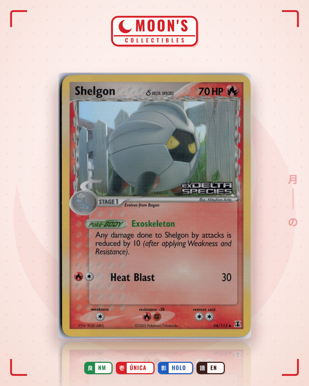 Carta Pokémon Shelgon δ · Delta Species #54/113 (NM) — pieza única en Moon's Collectibles México