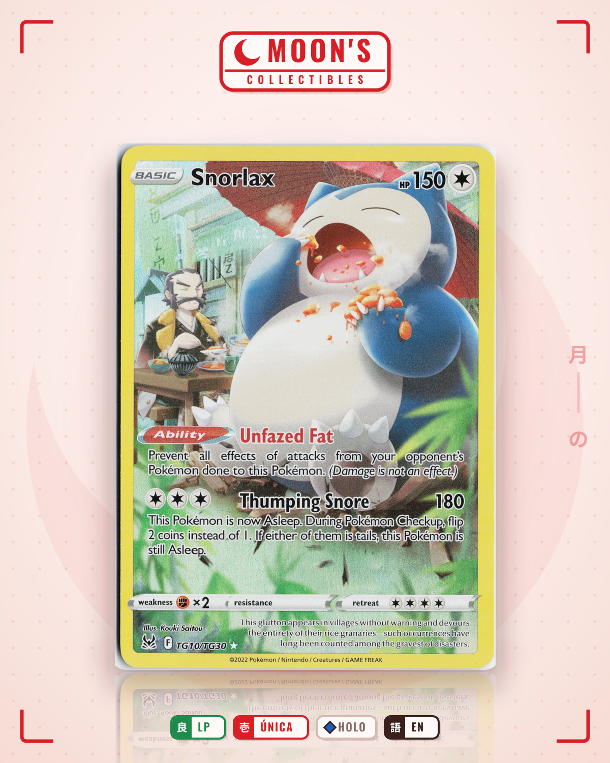 Carta Pokémon Snorlax · Lost Origin Trainer Gallery #TG10/TG30 (LP) — pieza única en Moon's Collectibles México