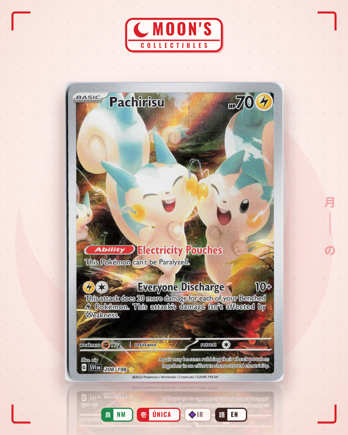 Carta Pokémon Pachirisu · Scarlet & Violet #208/198 (NM) — pieza única en Moon's Collectibles México