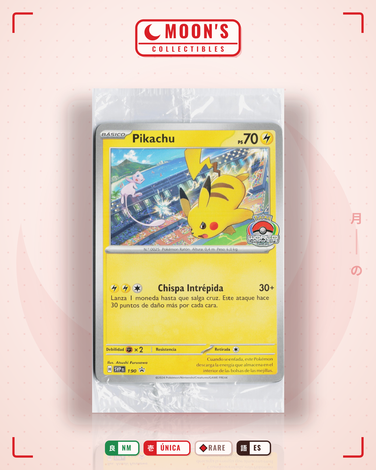 Carta Pokémon Pikachu · Scarlet & Violet Black Star Promos #190 (NM) — pieza única en Moon's Collectibles México