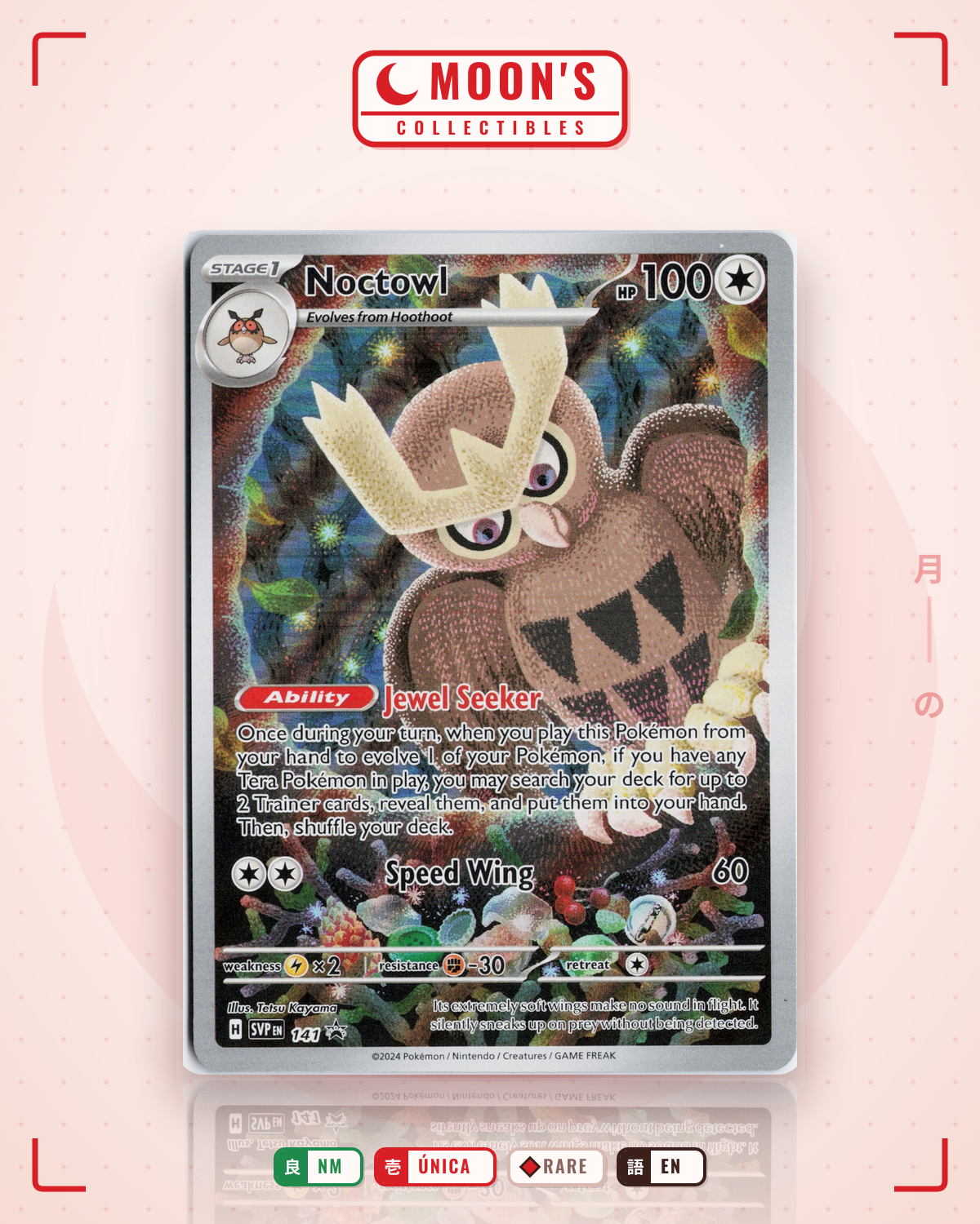 Carta Pokémon Noctowl · Scarlet & Violet Black Star Promos #141 (NM) — pieza única en Moon's Collectibles México