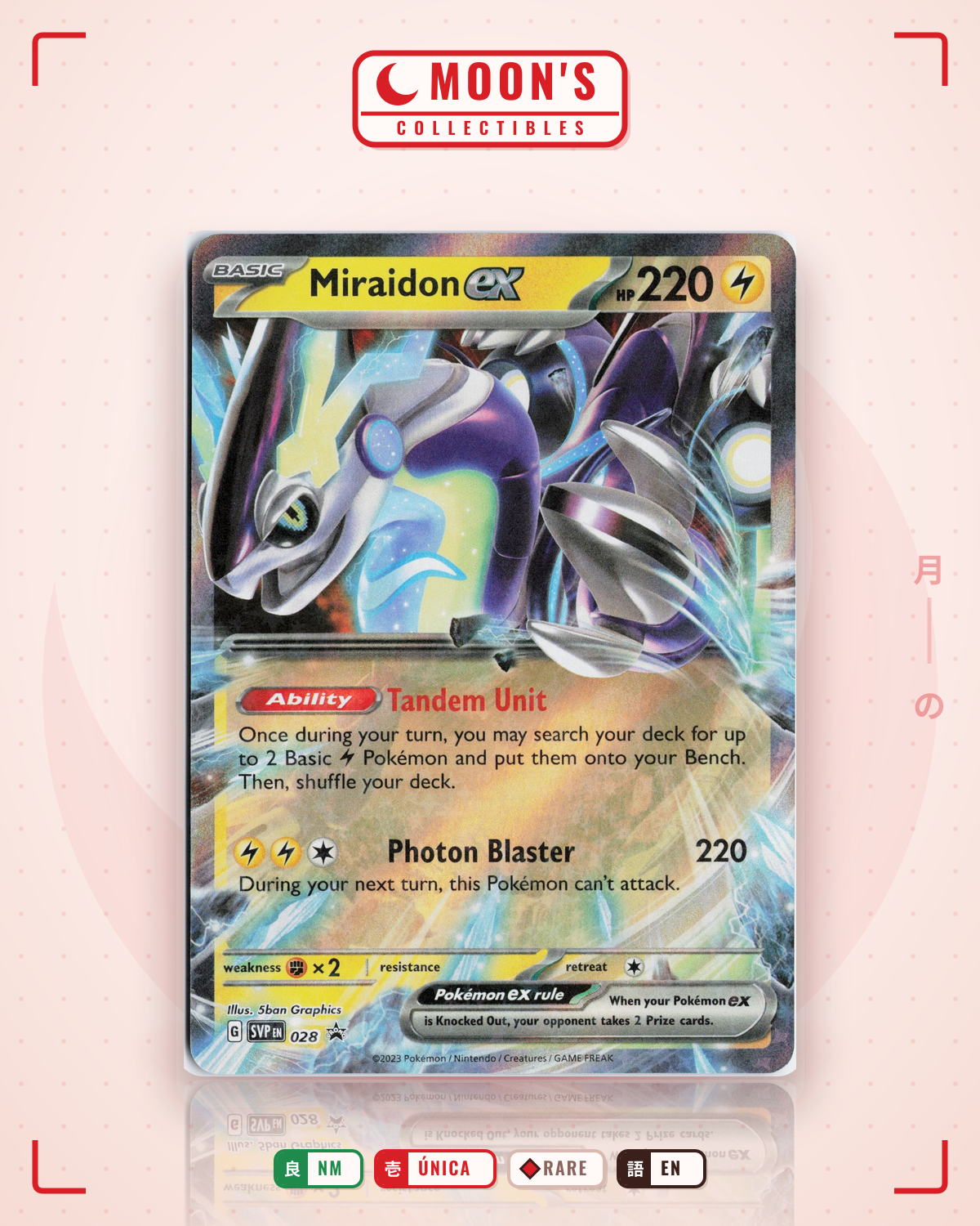 Carta Pokémon Miraidon ex · Scarlet & Violet Black Star Promos #028 (NM) — pieza única en Moon's Collectibles México