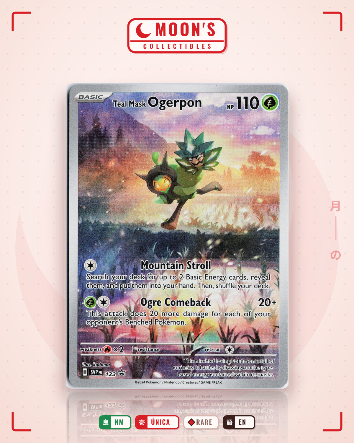 Carta Pokémon Teal Mask Ogerpon · Scarlet & Violet Black Star Promos #123 (NM) — pieza única en Moon's Collectibles México