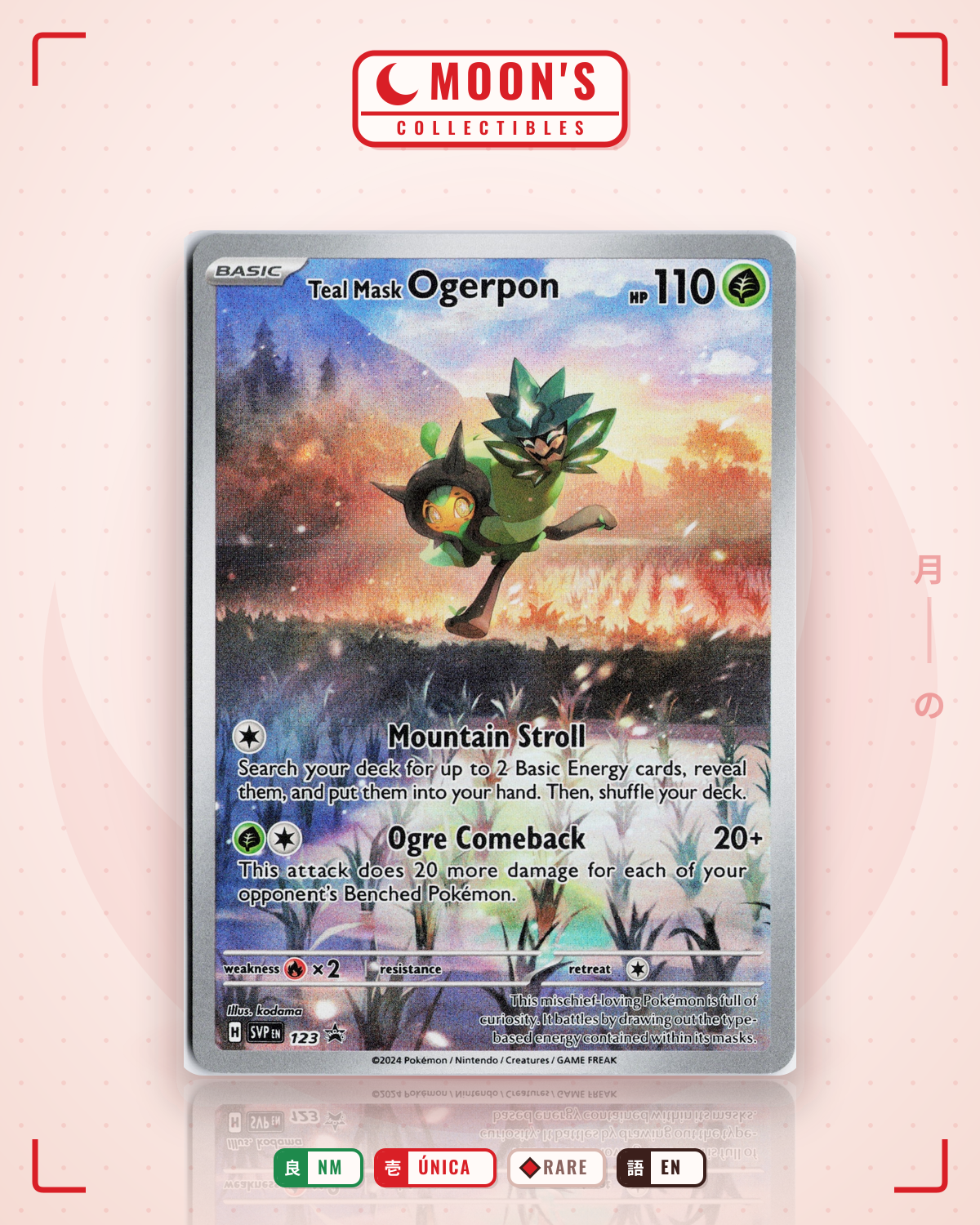 Carta Pokémon Teal Mask Ogerpon · Scarlet & Violet Black Star Promos #123 (NM) — pieza única en Moon's Collectibles México