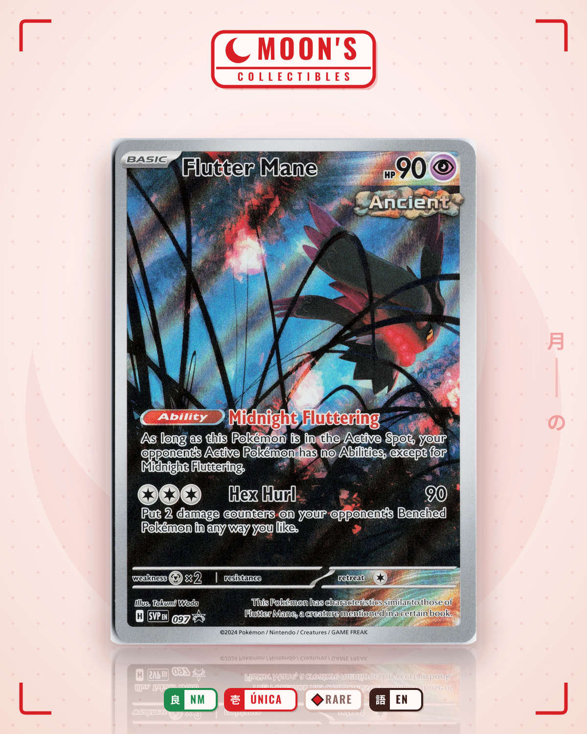 Carta Pokémon Flutter Mane · Scarlet & Violet Black Star Promos #097 (NM) — pieza única en Moon's Collectibles México