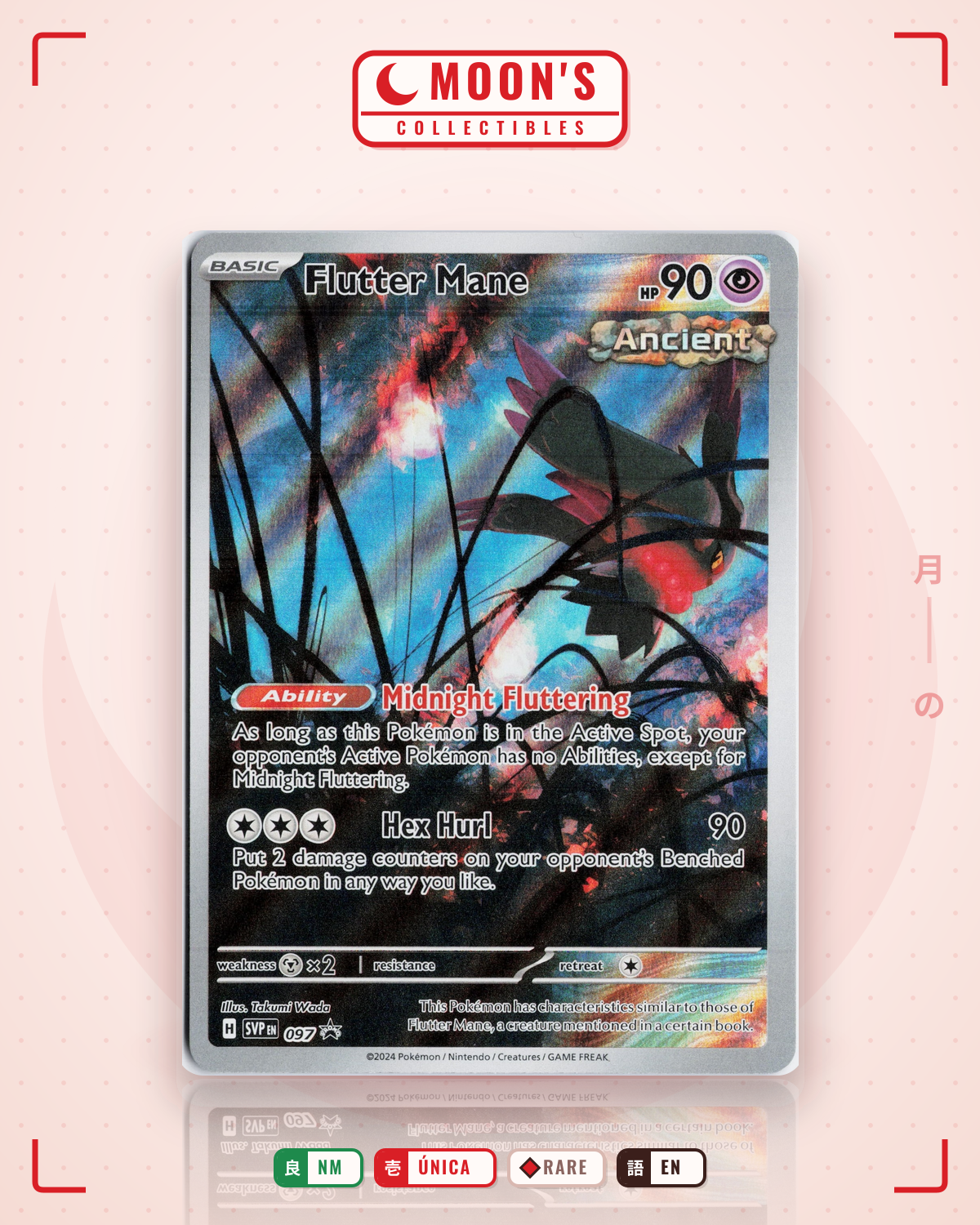 Carta Pokémon Flutter Mane · Scarlet & Violet Black Star Promos #097 (NM) — pieza única en Moon's Collectibles México