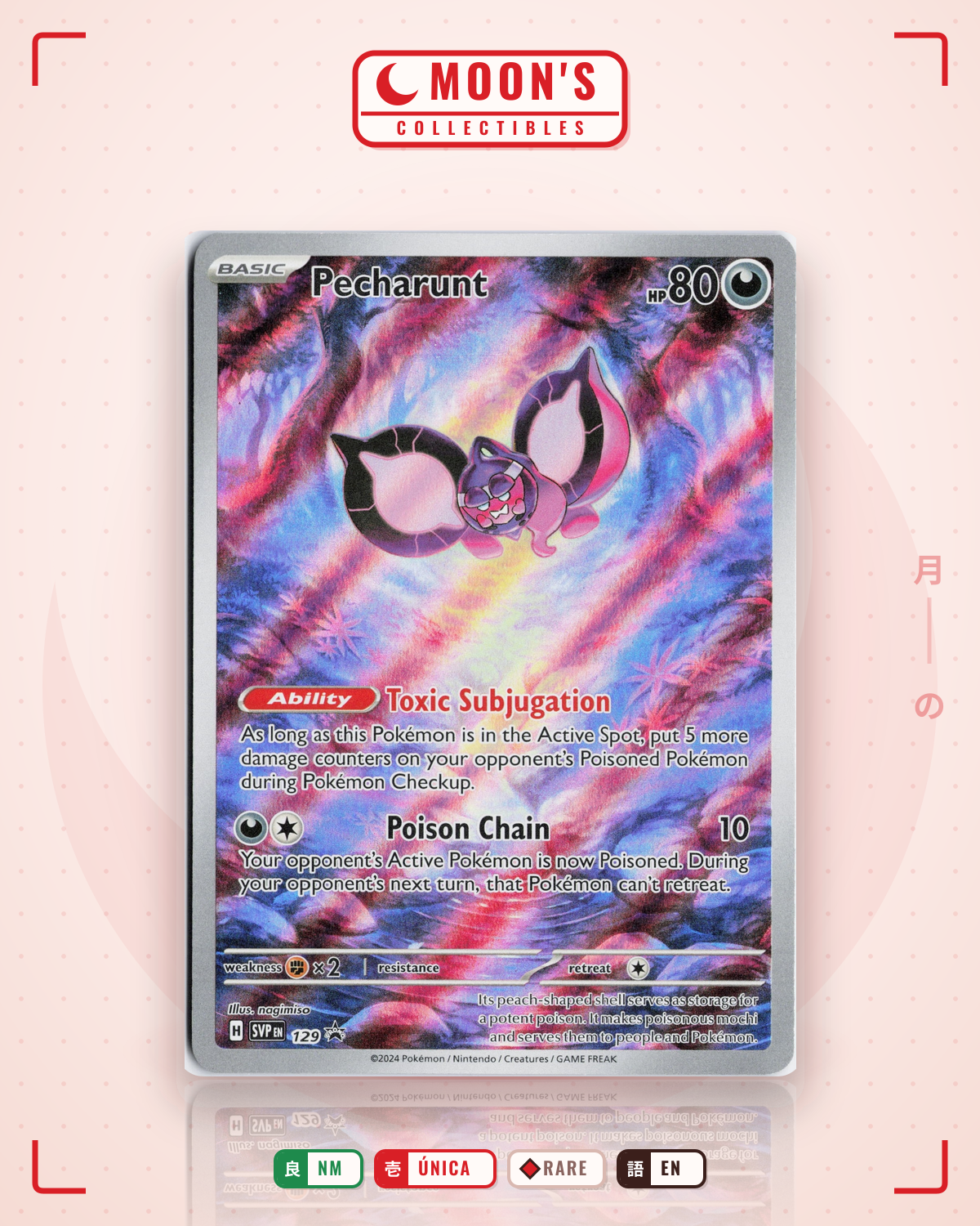 Carta Pokémon Pecharunt · Scarlet & Violet Black Star Promos #129 (NM) — pieza única en Moon's Collectibles México