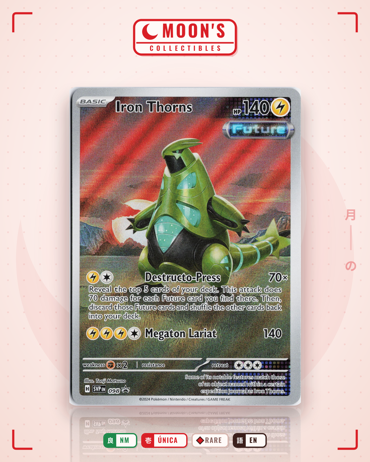 Carta Pokémon Iron Thorns · Scarlet & Violet Black Star Promos #098 (NM) — pieza única en Moon's Collectibles México