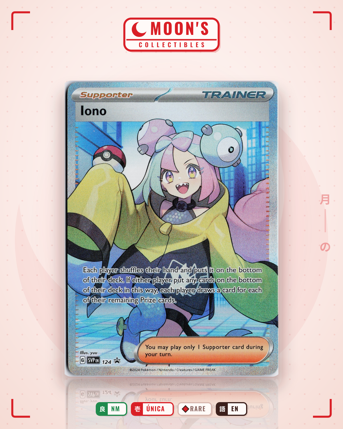 Carta Pokémon Iono · Scarlet & Violet Black Star Promos #124 (NM) — pieza única en Moon's Collectibles México