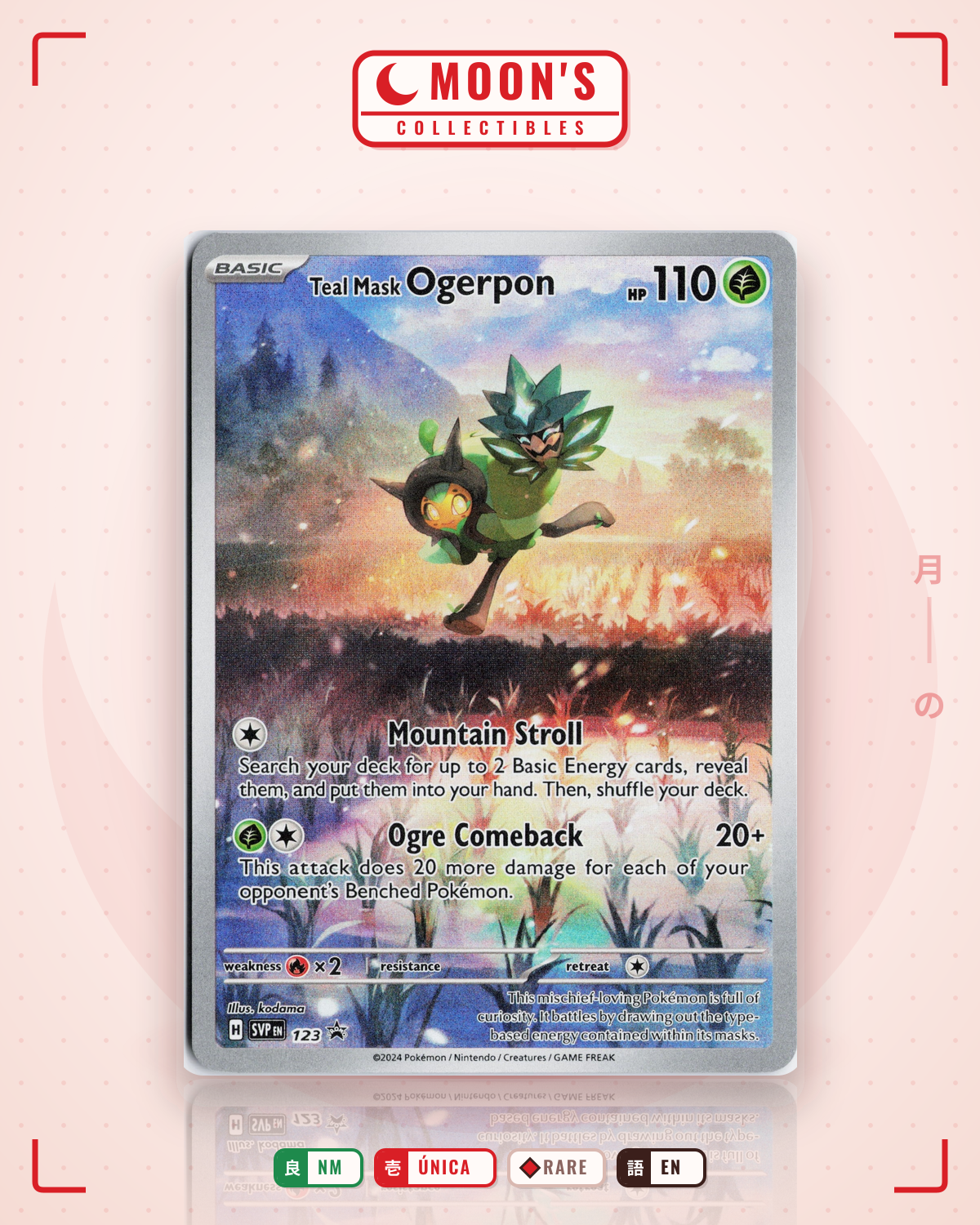 Carta Pokémon Teal Mask Ogerpon · Scarlet & Violet Black Star Promos #123 (NM) — pieza única en Moon's Collectibles México