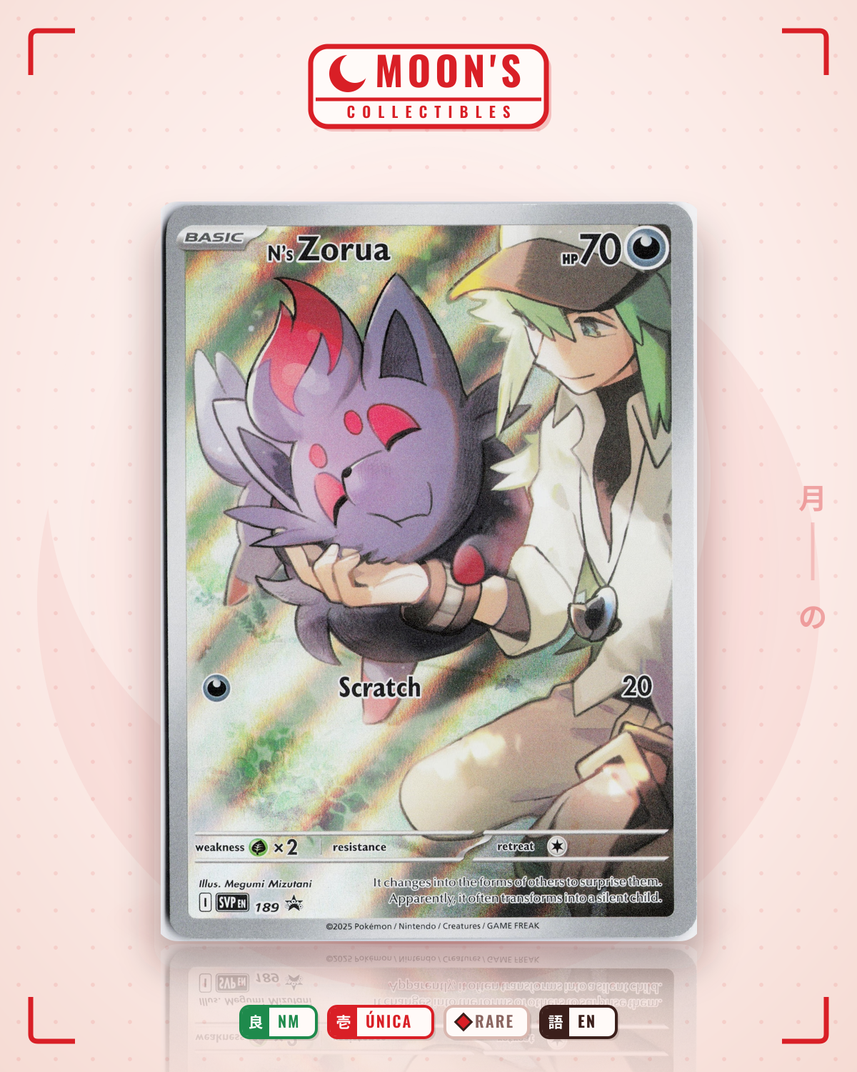 Carta Pokémon N's Zorua · Scarlet & Violet Black Star Promos #189 (NM) — pieza única en Moon's Collectibles México