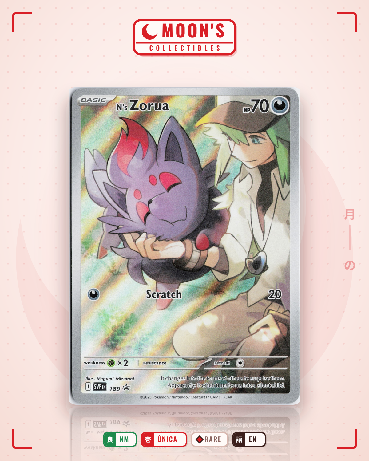 Carta Pokémon N's Zorua · Scarlet & Violet Black Star Promos #189 (NM) — pieza única en Moon's Collectibles México