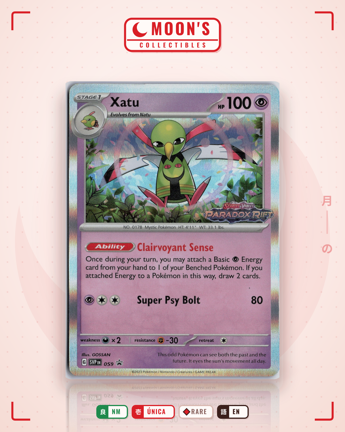 Carta Pokémon Xatu · Scarlet & Violet Black Star Promos #059 (NM) — pieza única en Moon's Collectibles México