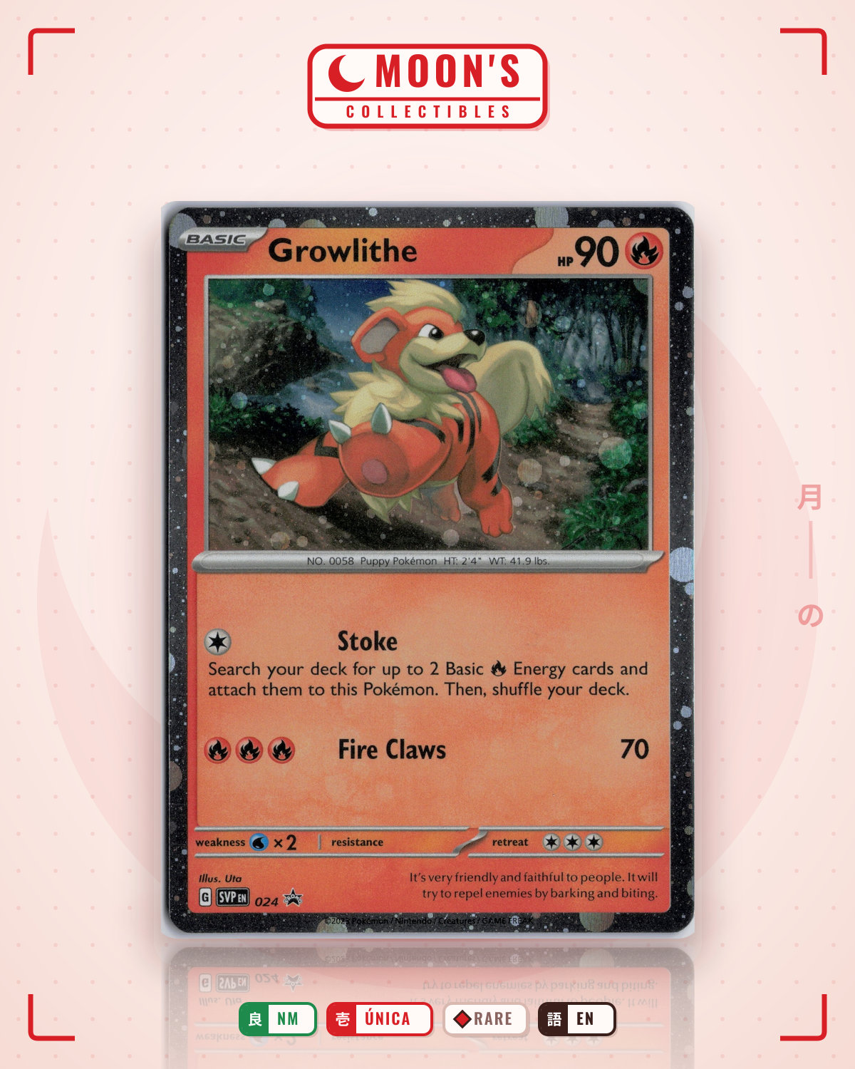 Carta Pokémon Growlithe · Scarlet & Violet Black Star Promos #024 (NM) — pieza única en Moon's Collectibles México