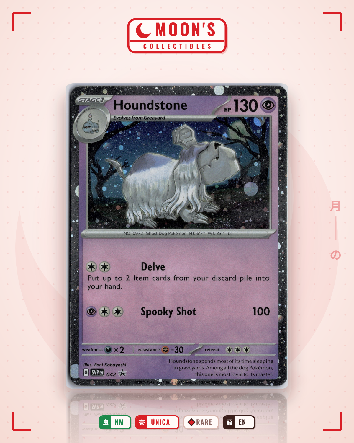 Carta Pokémon Houndstone · Scarlet & Violet Black Star Promos #042 (NM) — pieza única en Moon's Collectibles México