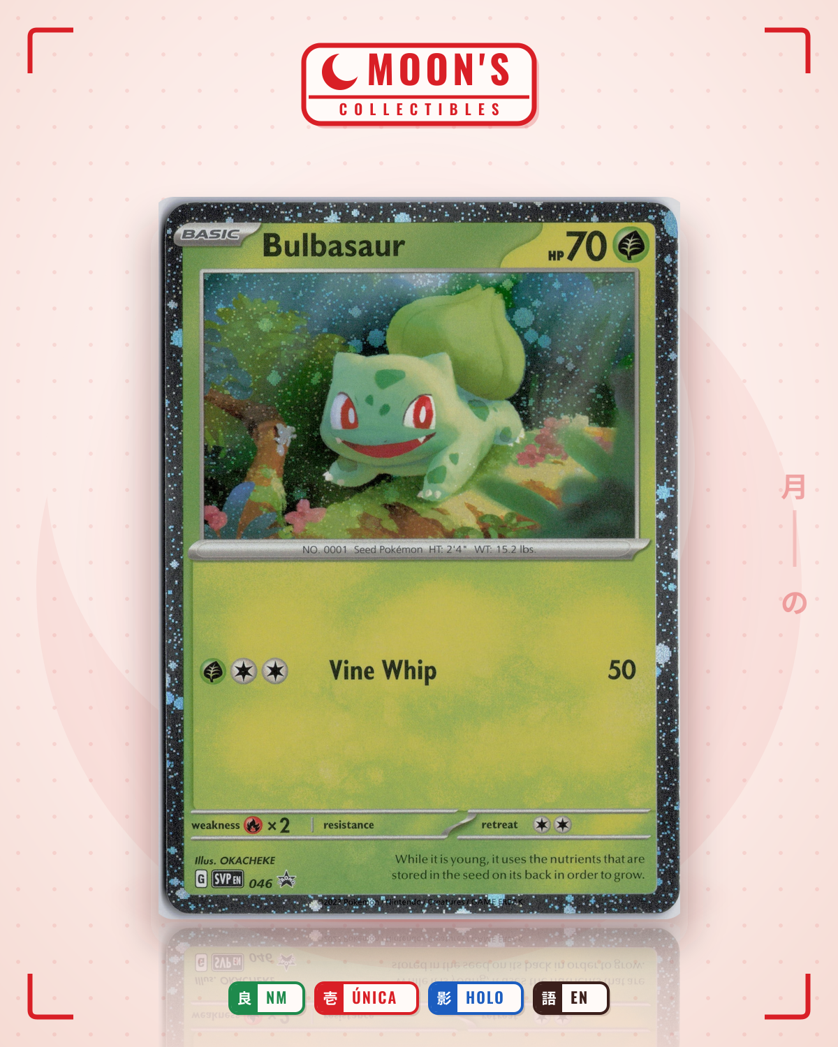 Carta Pokémon Bulbasaur · Scarlet & Violet Black Star Promos #046 (NM) — pieza única en Moon's Collectibles México