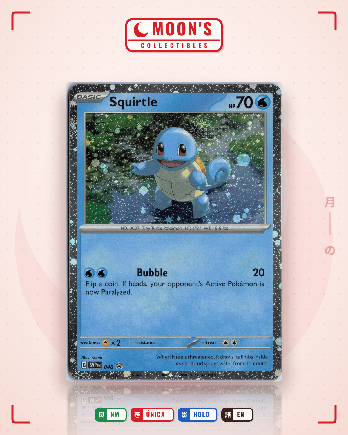 Carta Pokémon Squirtle · Scarlet & Violet Black Star Promos #048 (NM) — pieza única en Moon's Collectibles México