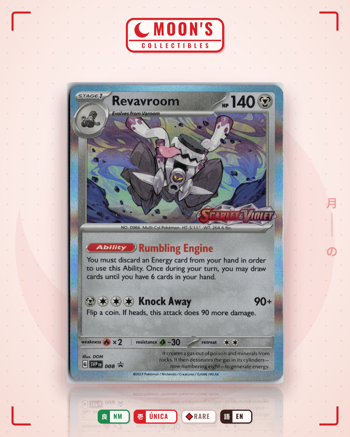 Carta Pokémon Revavroom · Scarlet & Violet Black Star Promos #008 (NM) — pieza única en Moon's Collectibles México