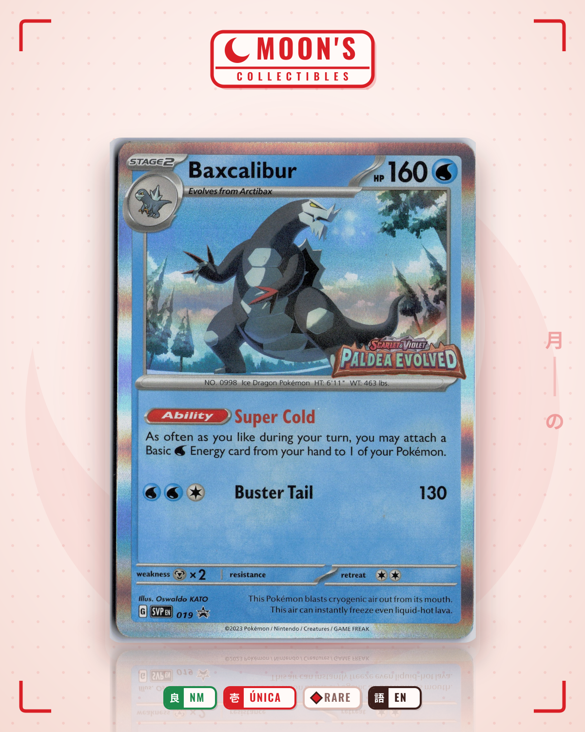 Carta Pokémon Baxcalibur · Scarlet & Violet Black Star Promos #019 (NM) — pieza única en Moon's Collectibles México