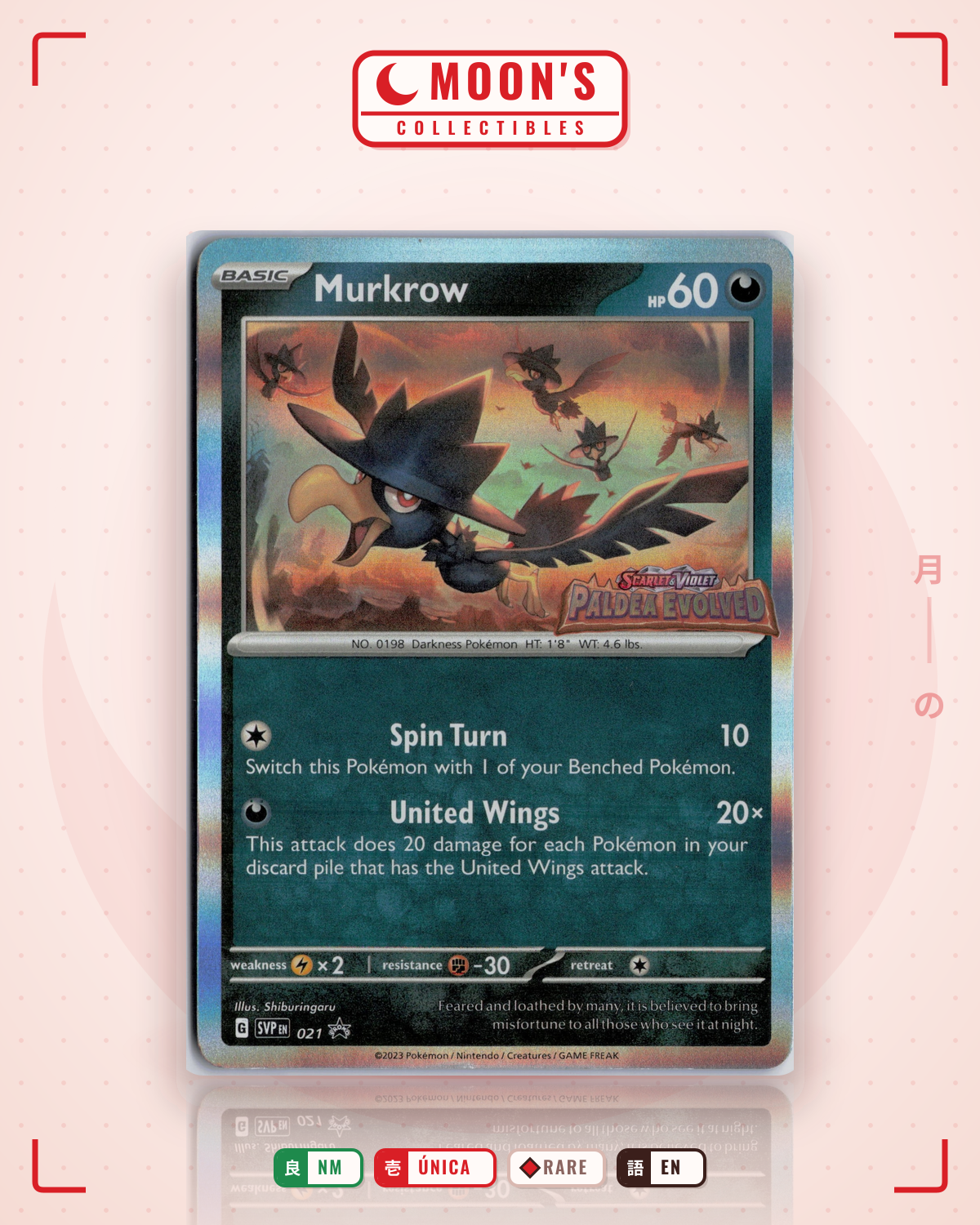 Carta Pokémon Murkrow · Scarlet & Violet Black Star Promos #021 (NM) — pieza única en Moon's Collectibles México
