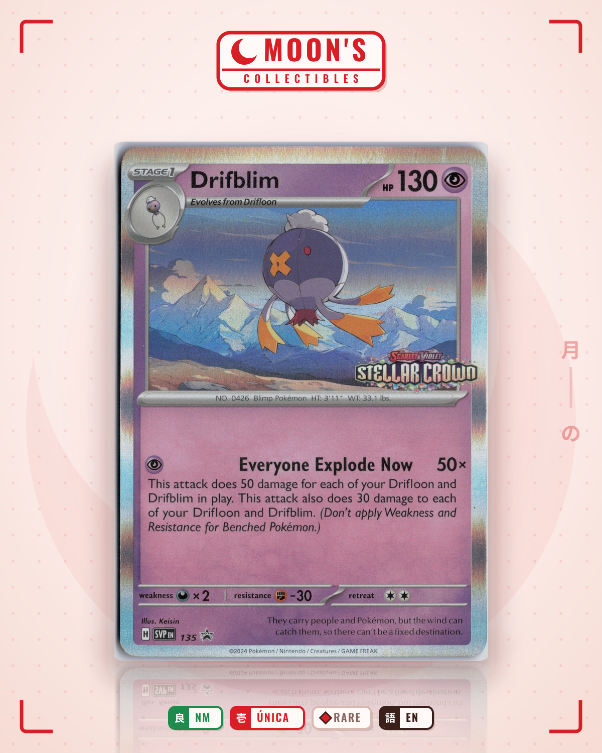Carta Pokémon Drifblim · Scarlet & Violet Black Star Promos #135 (NM) — pieza única en Moon's Collectibles México