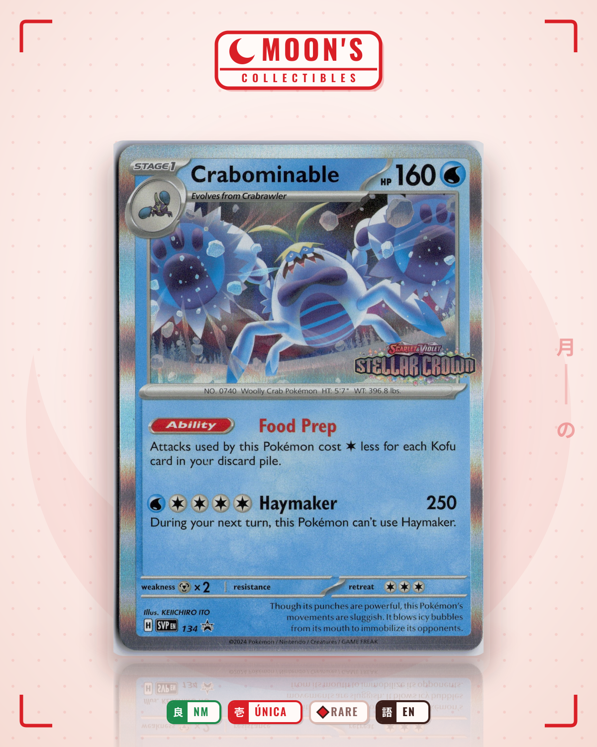 Carta Pokémon Crabominable · Scarlet & Violet Black Star Promos #134 (NM) — pieza única en Moon's Collectibles México