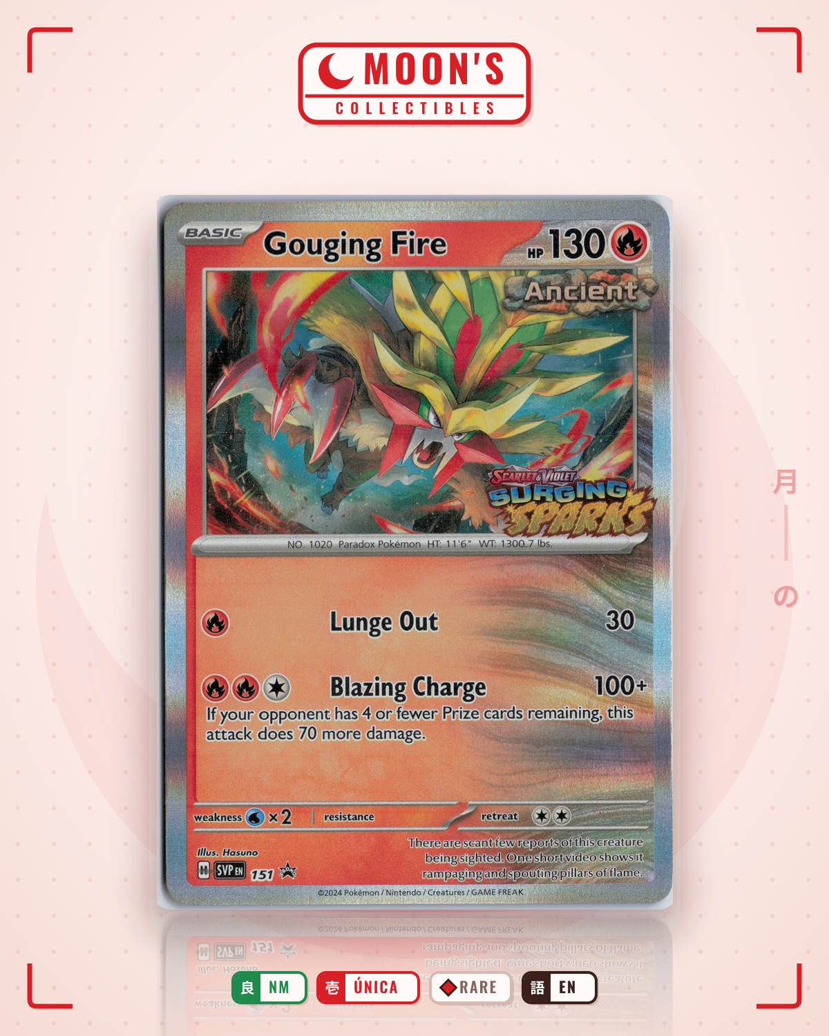 Carta Pokémon Gouging Fire · Scarlet & Violet Black Star Promos #151 (NM) — pieza única en Moon's Collectibles México