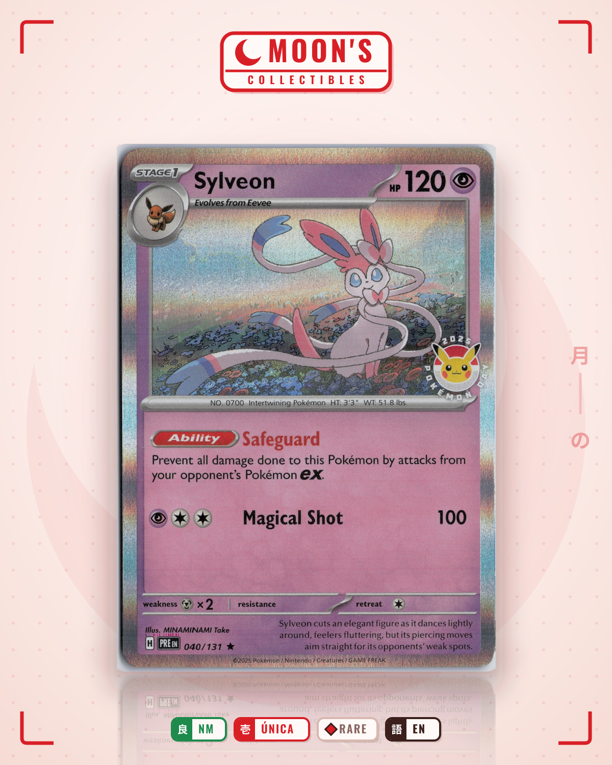 Carta Pokémon Sylveon · Prismatic Evolutions #040/131 (NM) — pieza única en Moon's Collectibles México