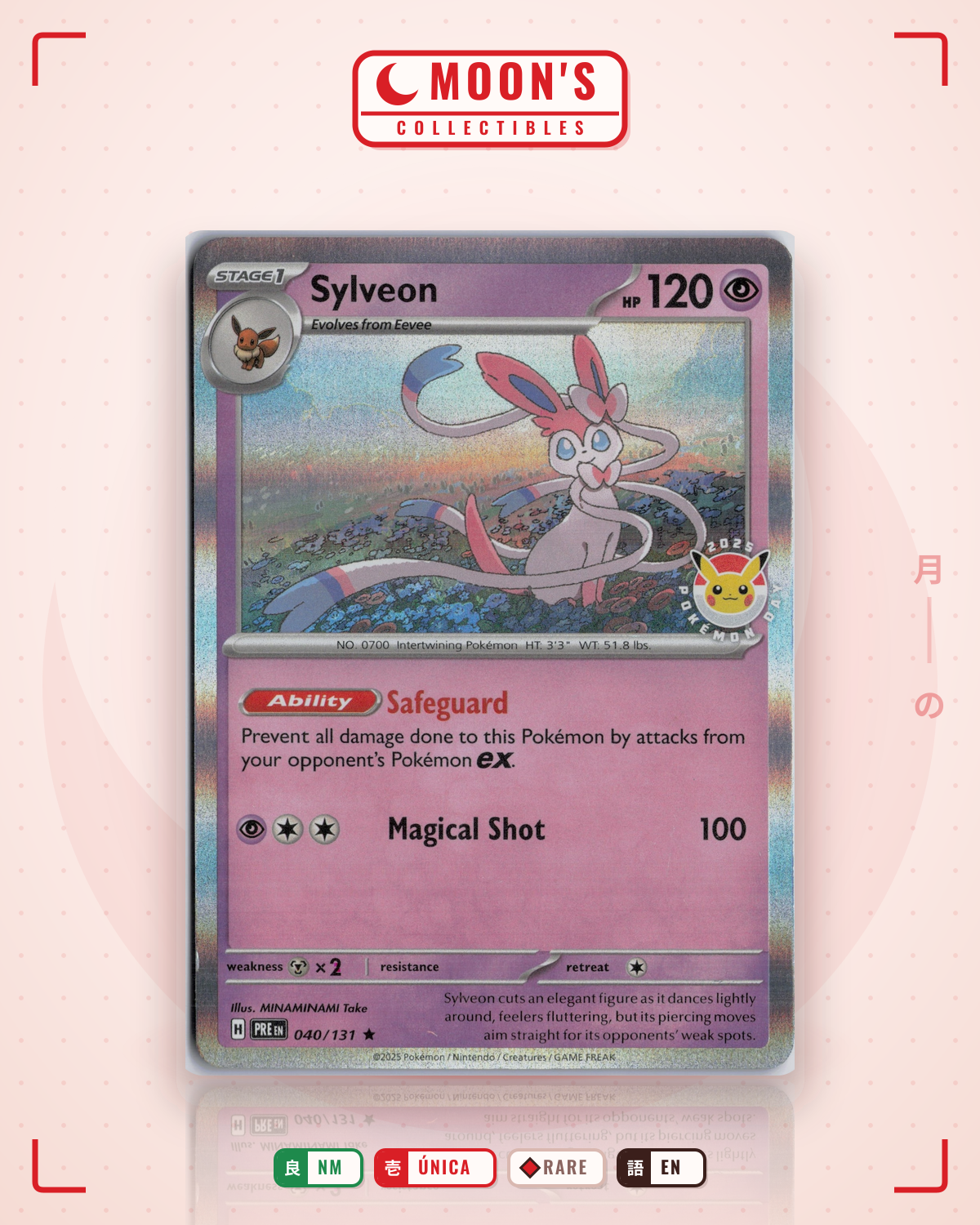 Carta Pokémon Sylveon · Prismatic Evolutions #040/131 (NM) — pieza única en Moon's Collectibles México