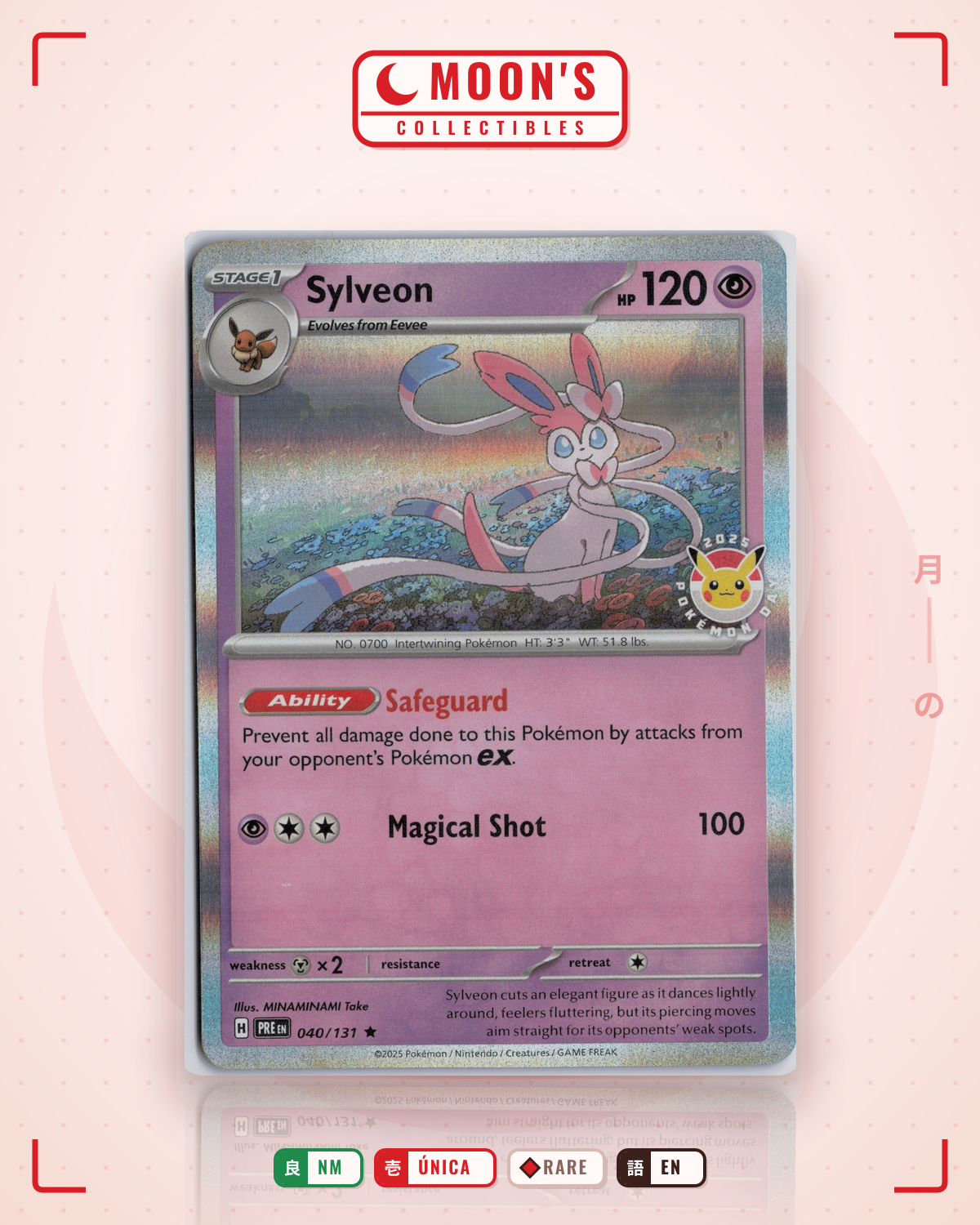 Carta Pokémon Sylveon · Prismatic Evolutions #040/131 (NM) — pieza única en Moon's Collectibles México