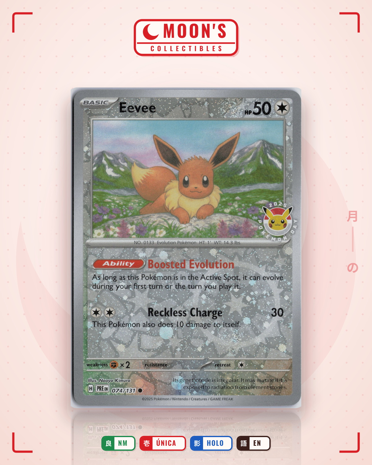 Carta Pokémon Eevee · Prismatic Evolutions #074/131 (NM) — pieza única en Moon's Collectibles México