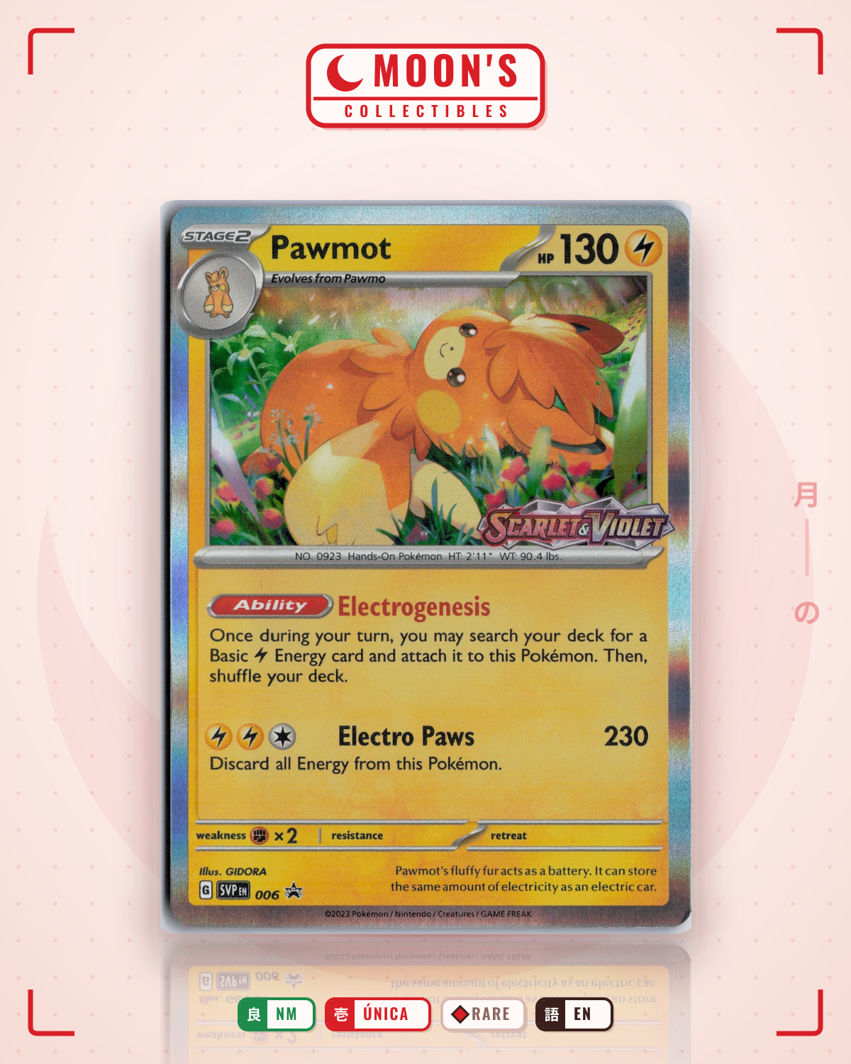 Carta Pokémon Pawmot · Scarlet & Violet Black Star Promos #006 (NM) — pieza única en Moon's Collectibles México