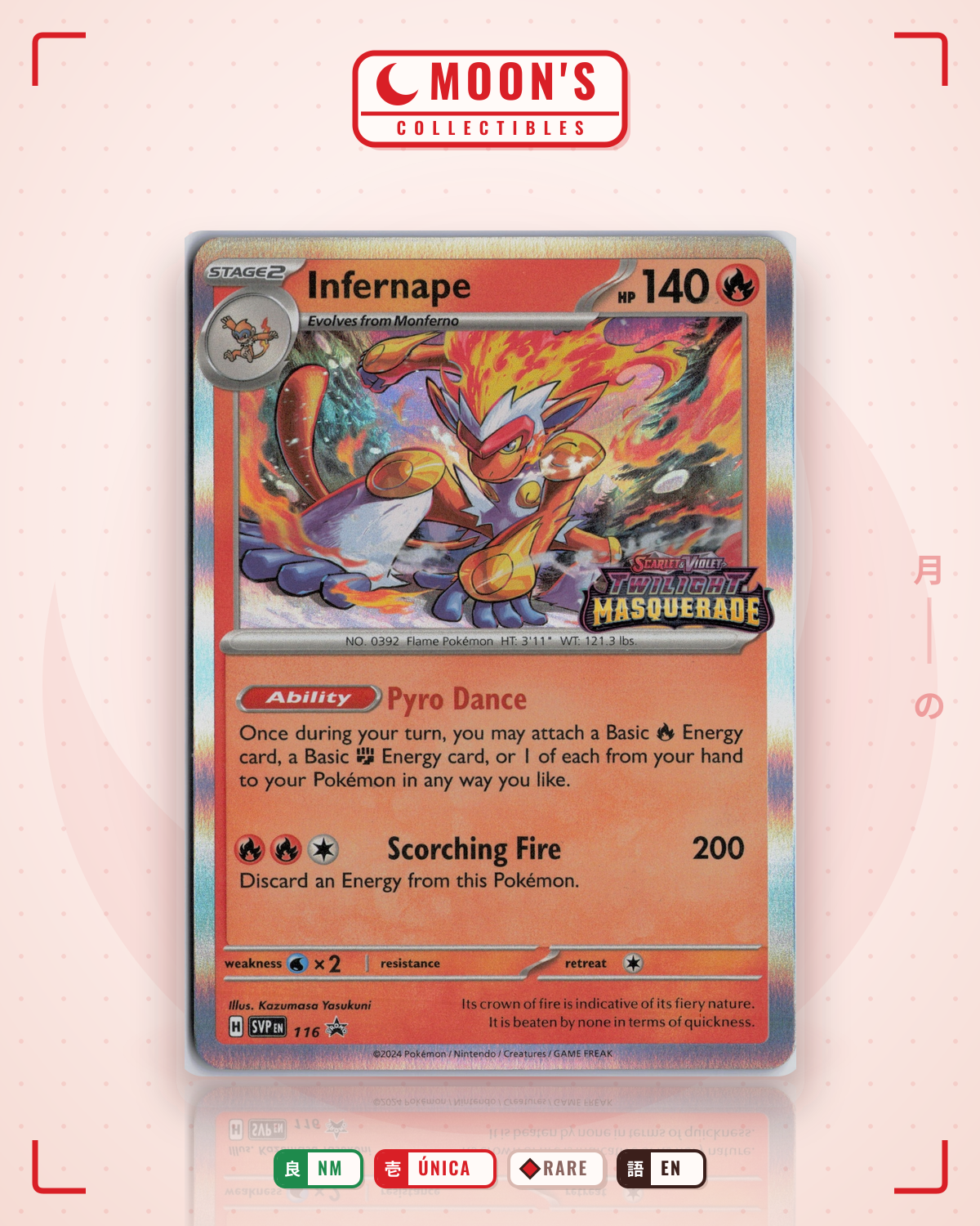 Carta Pokémon Infernape · Scarlet & Violet Black Star Promos #116 (NM) — pieza única en Moon's Collectibles México