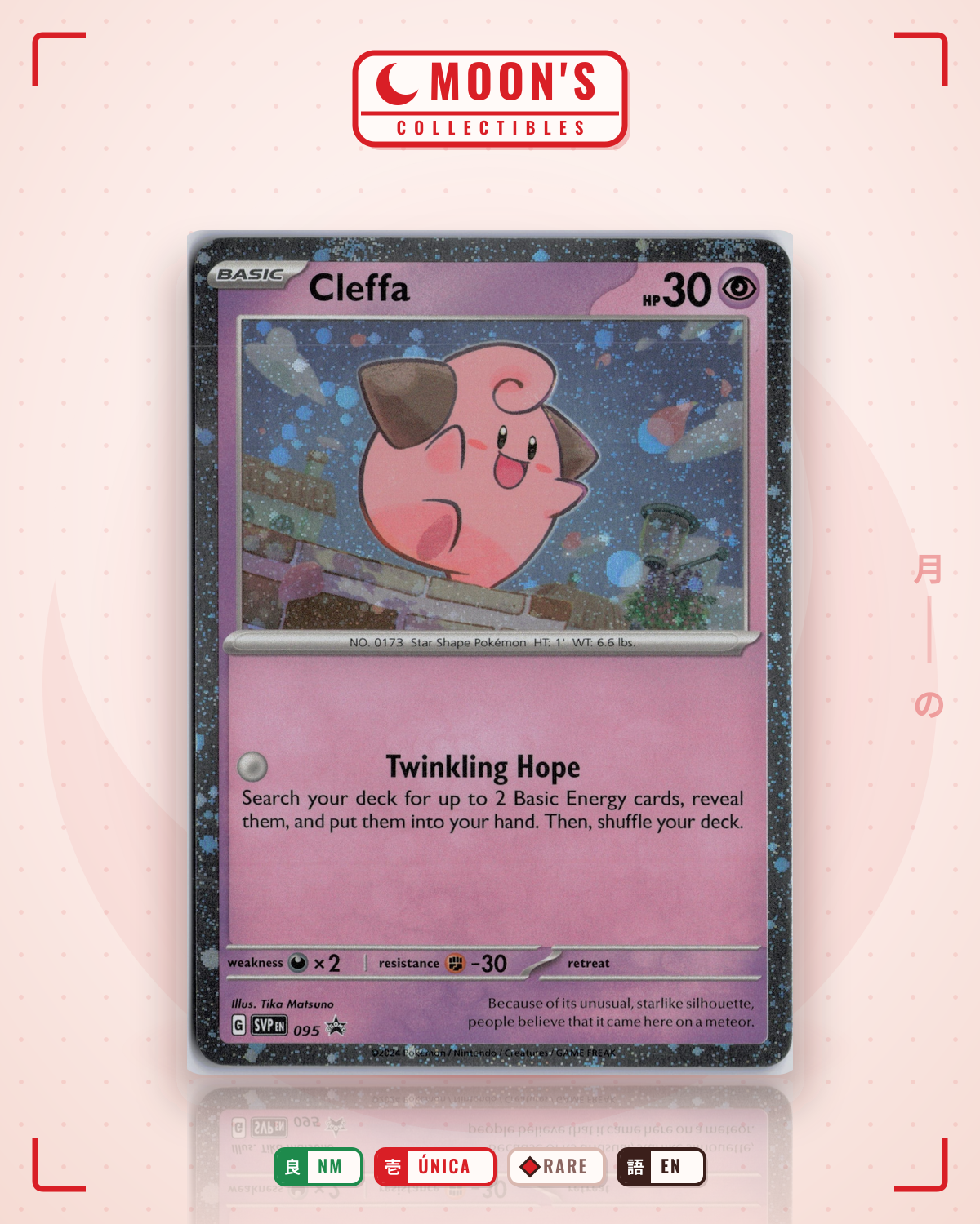 Carta Pokémon Cleffa · Scarlet & Violet Black Star Promos #095 (NM) — pieza única en Moon's Collectibles México