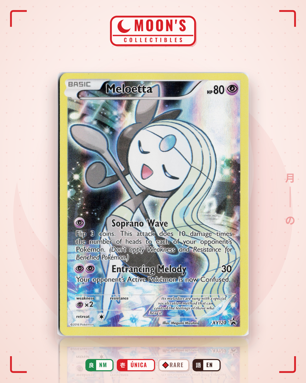Carta Pokémon Meloetta · XY Black Star Promos #XY120 (NM) — pieza única en Moon's Collectibles México