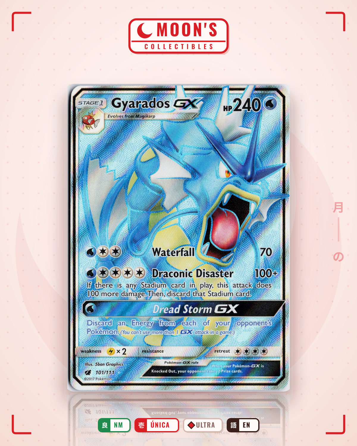 Carta Pokémon Gyarados-GX · Crimson Invasion #101/111 (NM) — pieza única en Moon's Collectibles México