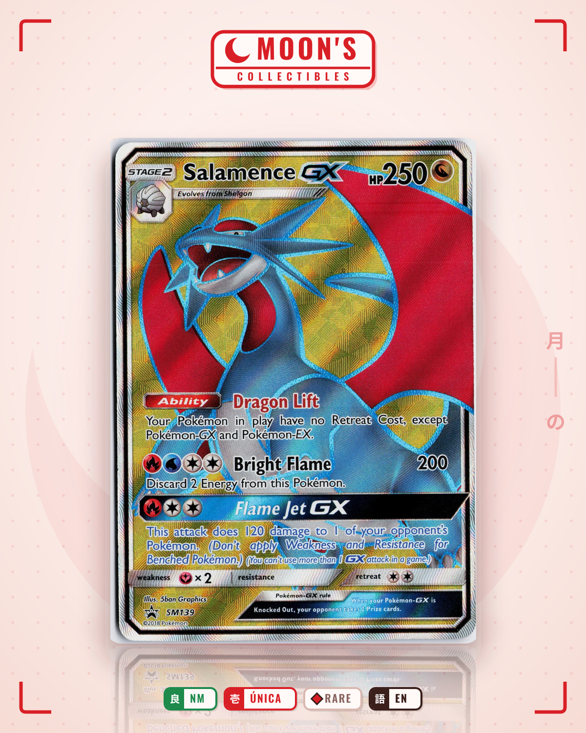 Carta Pokémon Salamence-GX · SM Black Star Promos #SM139 (NM) — pieza única en Moon's Collectibles México