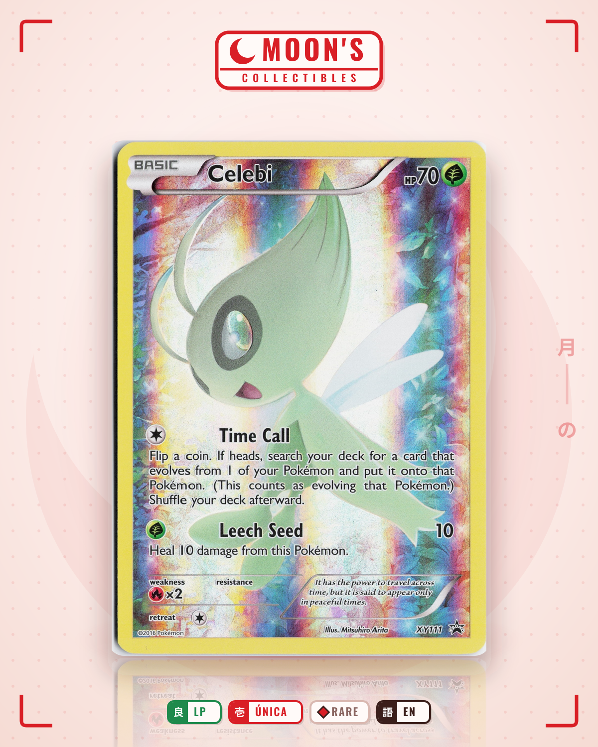Carta Pokémon Celebi · XY Black Star Promos #XY111 (LP) — pieza única en Moon's Collectibles México