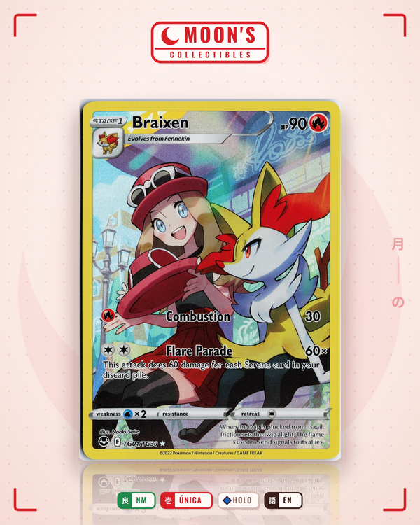 Carta Pokémon Braixen · Silver Tempest Trainer Gallery #TG01/TG30 (NM) — pieza única en Moon's Collectibles México